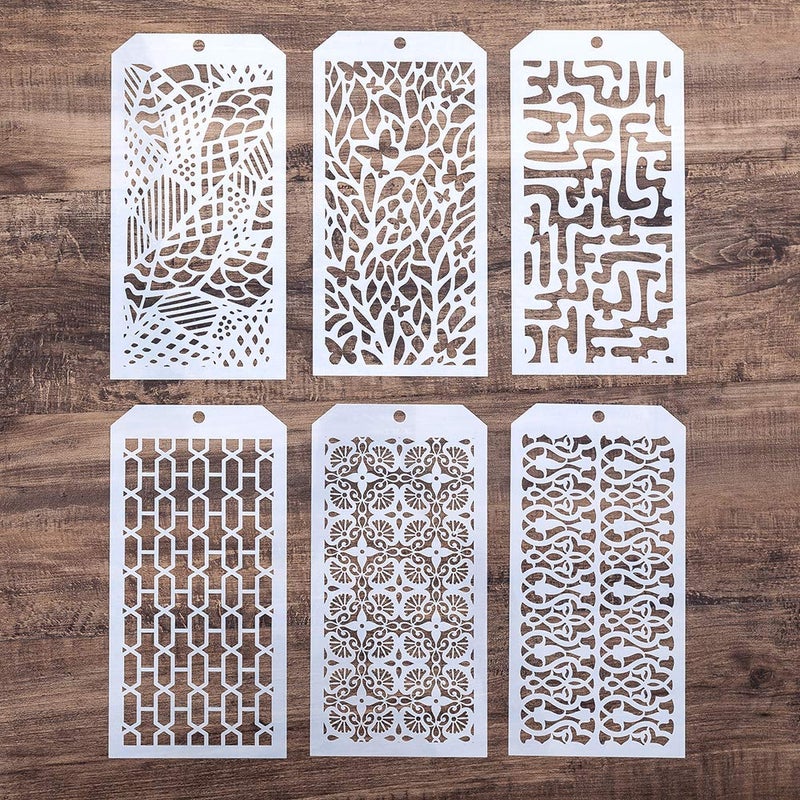SLGIFT DIY Decorative Stencil Template for Scrapbooking Painting on Wall Furniture Crafts,Set of 6 (Seamless Geometry) - Image 1